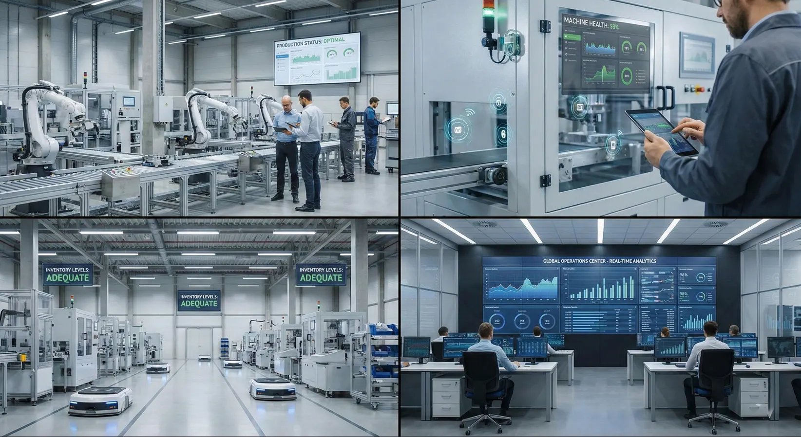 Real-time monitoring and control systems for factory operations and industrial production units.